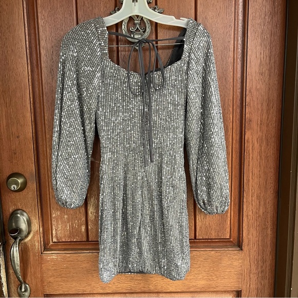 Silver Sequin Mini Dress - Picture 2 of 5